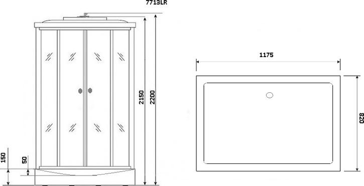 Душевая кабина Niagara Lux 7713B R 120x82x215, серебристый матовый чёрный