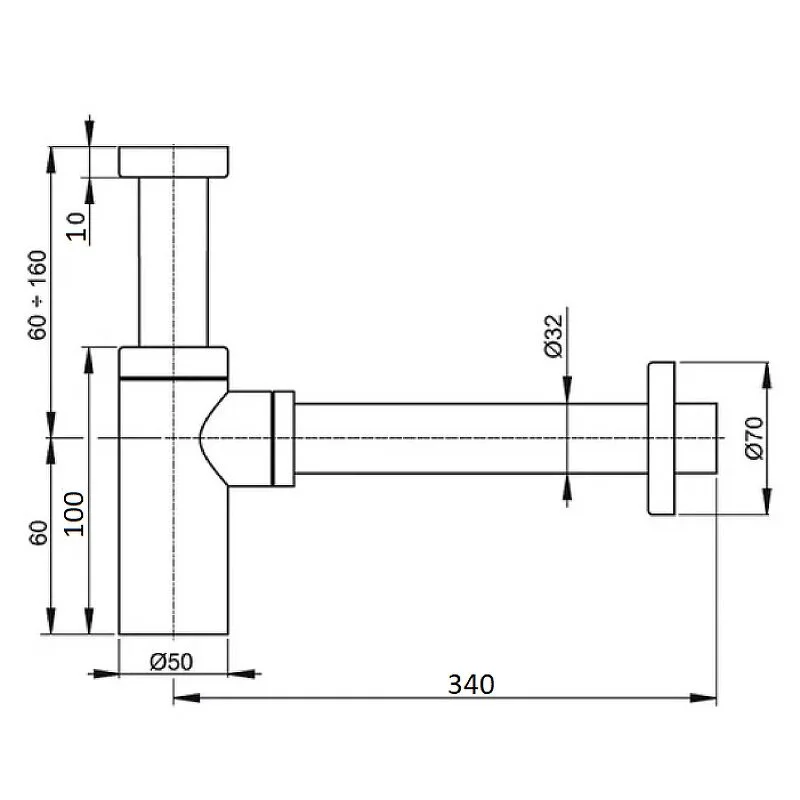 Сифон для раковины CeramaLux C-057MW(MWBC-036) белый