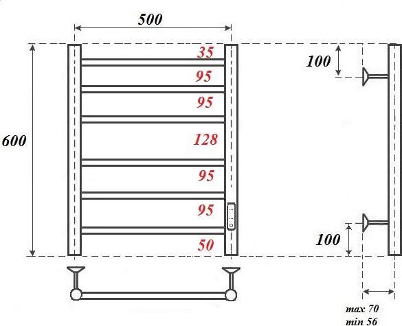 Полотенцесушитель электрический Point Аврора PN10856BR П6 500x600, бронза