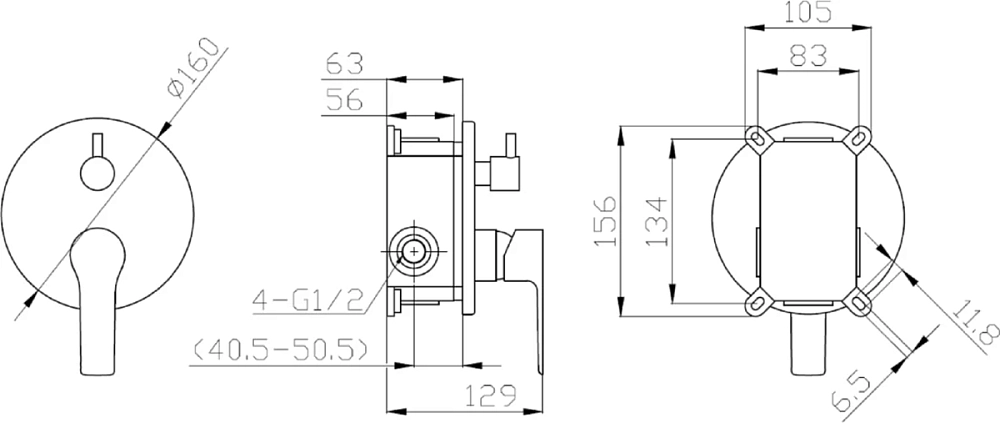 Смеситель для душа Esko Singapore SB 83-2 черный