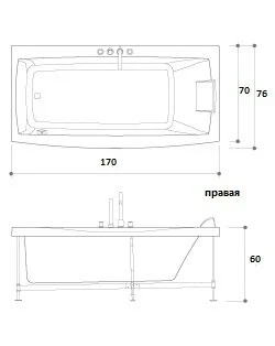 Акриловая ванна Jacuzzi Versa ES010001400 белый