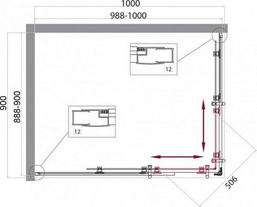 Душевой уголок BelBagno UNO-195-AH-2-100/90-P-Cr