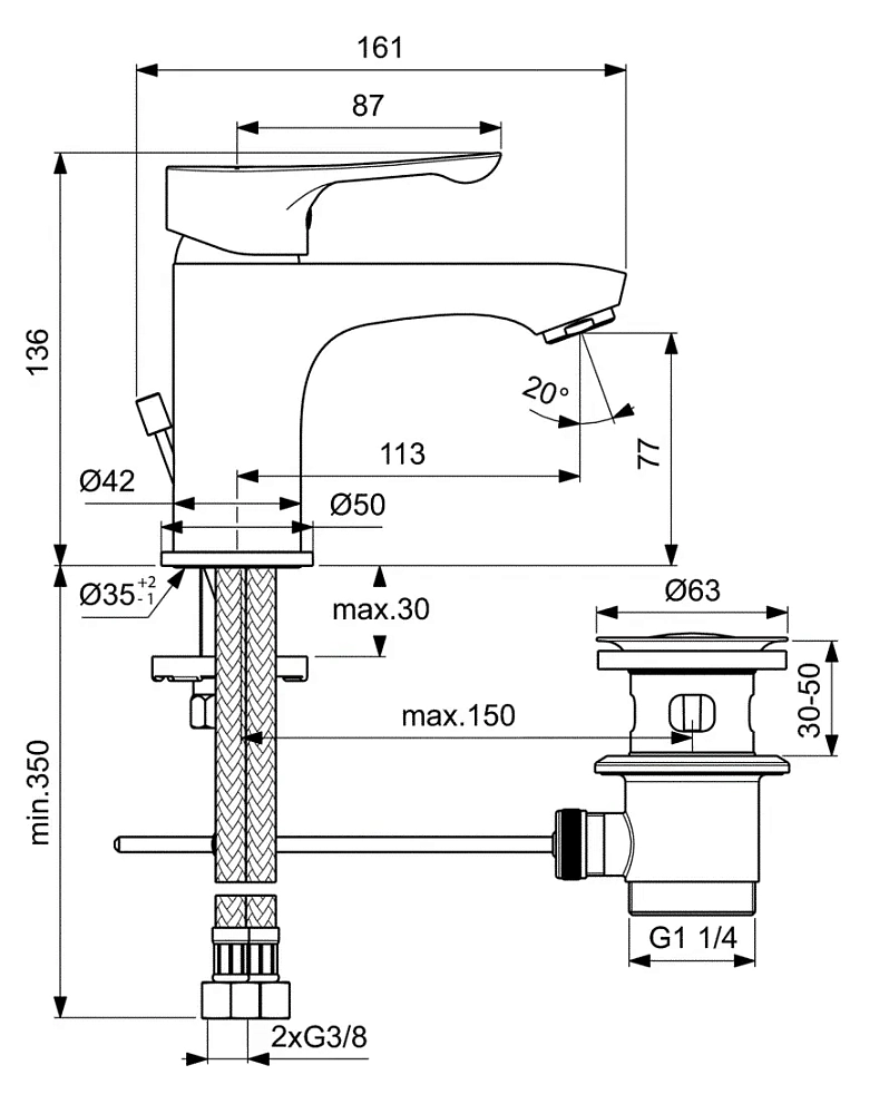 Смеситель для раковины Ideal Standard Dot BC321AA хром