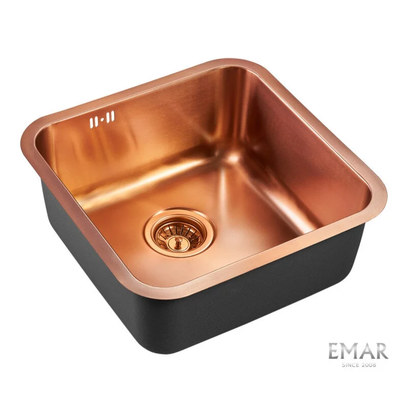 Глянцевая кухонная мойка EMAR EMB-127A PVD Nano Coppery