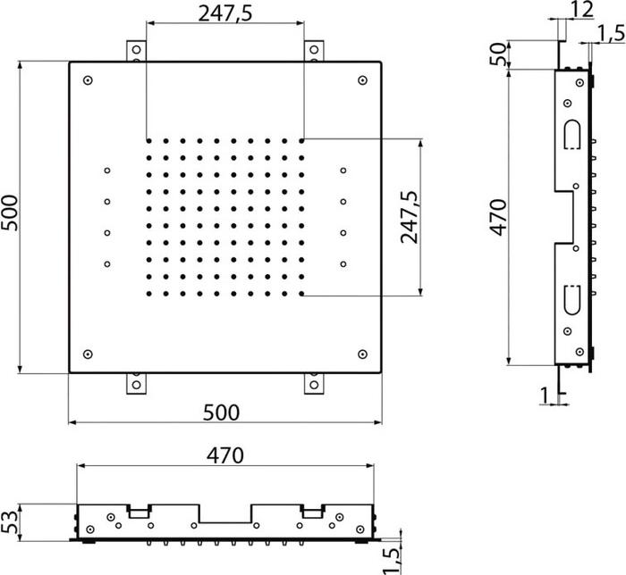 Верхний душ Cezares CZR-SDU1-50-NOP 50x50 см, черный матовый