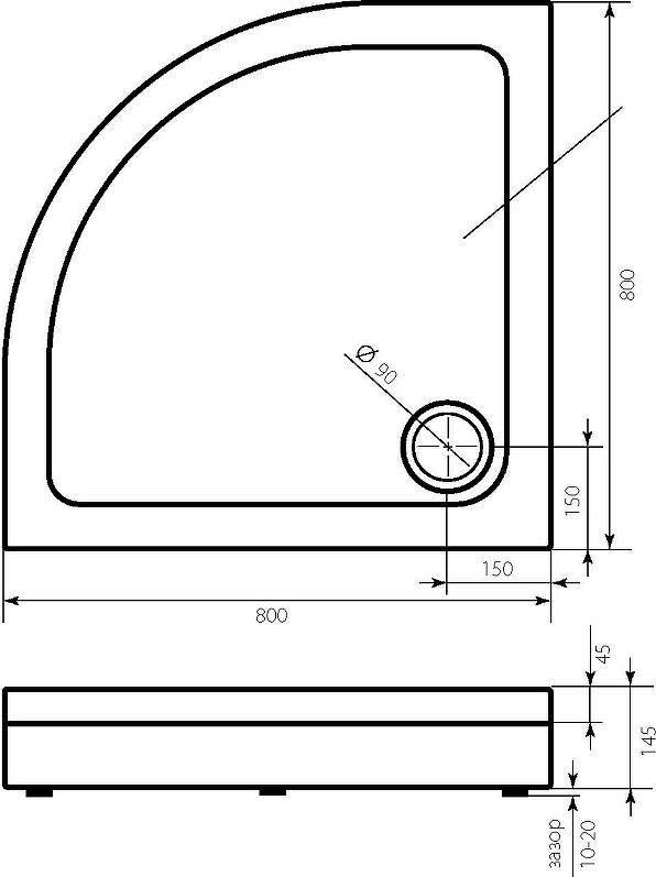 Душевой поддон Bas Раунд 80x80 ПН00066, белый