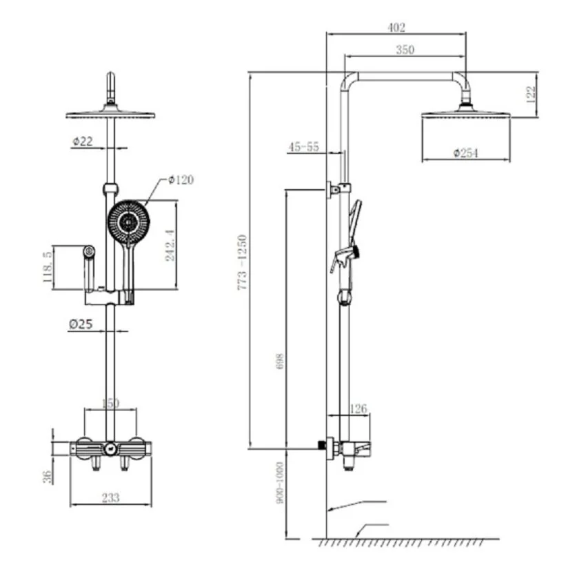 Душевая система Oulin OL-HT-2605 серый