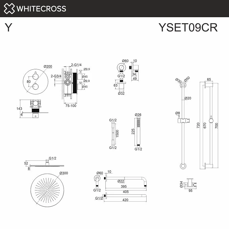 Душевая система Whitecross Y brushed gold YSET09GLB золото