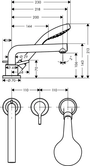 Смеситель для ванны с душем Hansgrohe Talis S 72416000 хром