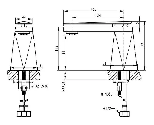 Смеситель для раковины Bravat Diamond F118102C-1-RUS хром