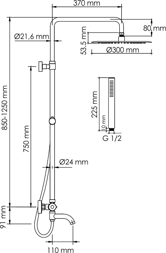 Душевая система Wasserkraft A188.116.137.087.CH Thermo, хром