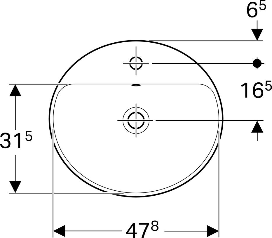 Раковина встраиваемая 45x50 см Geberit VariForm 500.713.01.2 с отверстием перелива, белый