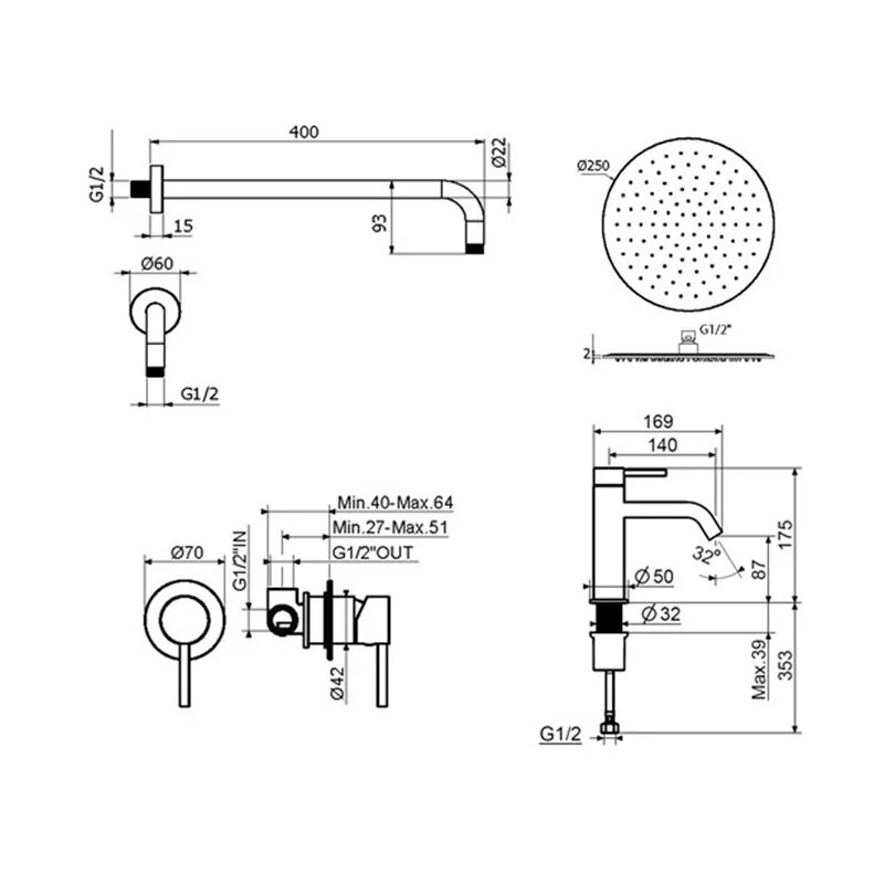 Смеситель для душа Plumberia Selection Ixo KITXO01OB53 золото