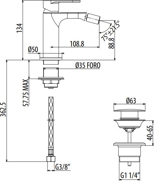 Смеситель для биде Gattoni H2Omix7000 7005070C0, хром