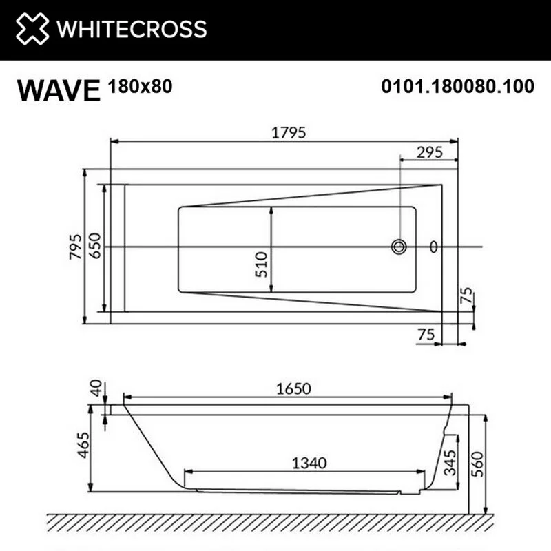 Акриловая ванна Whitecross Wave 0101.180080.100.SOFT.BR белый