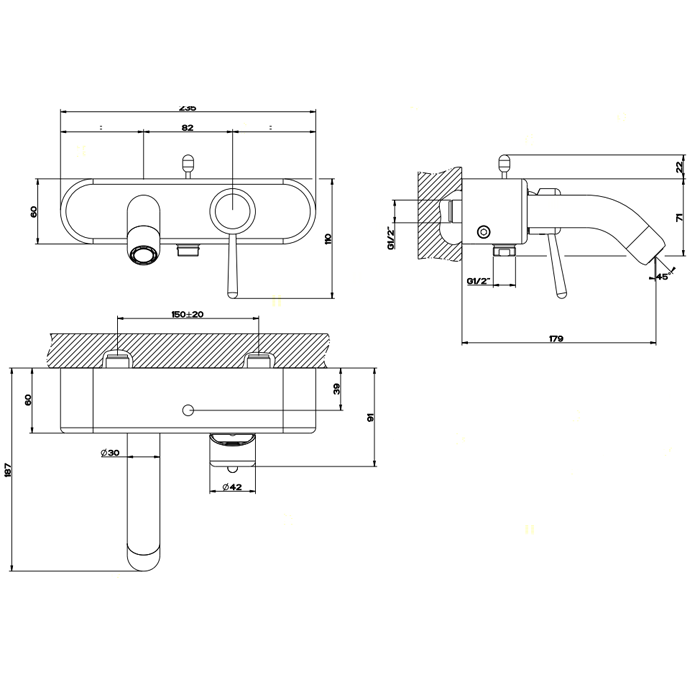 Смеситель для ванны с душем Gessi Goccia 33613#031, хром