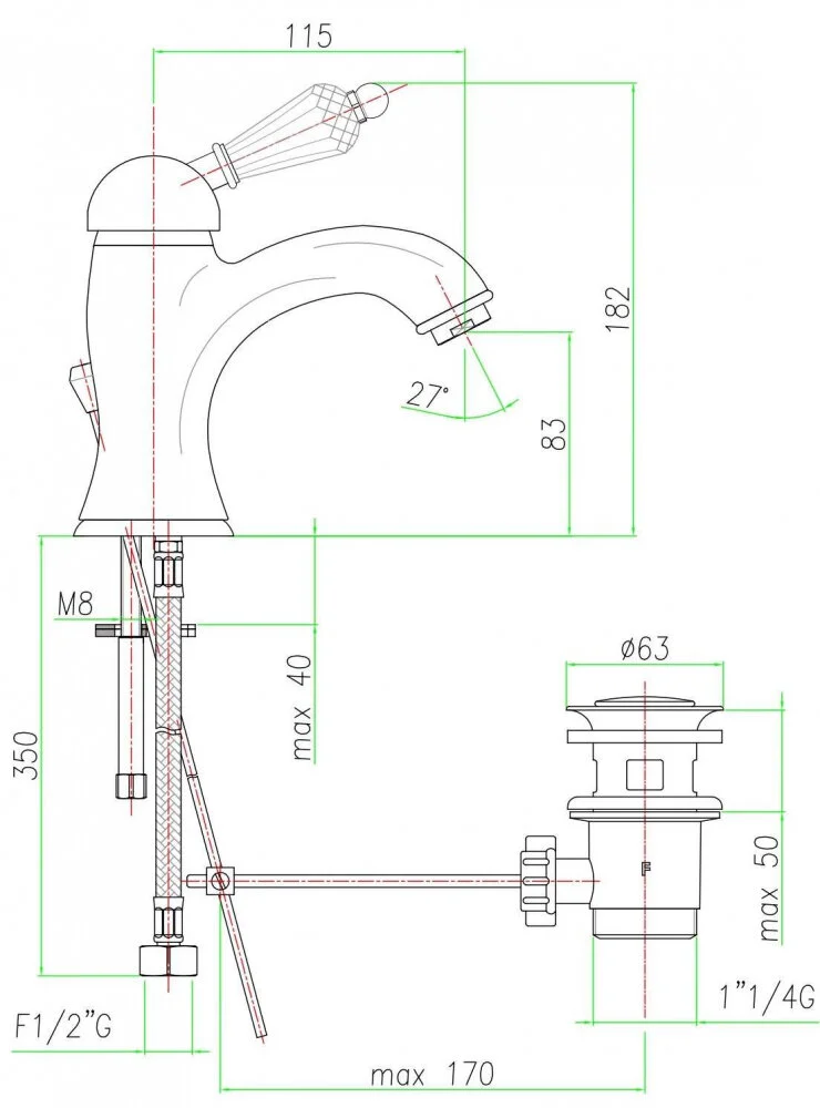 Смеситель для раковины Fiore 82ZZ5221 бронза