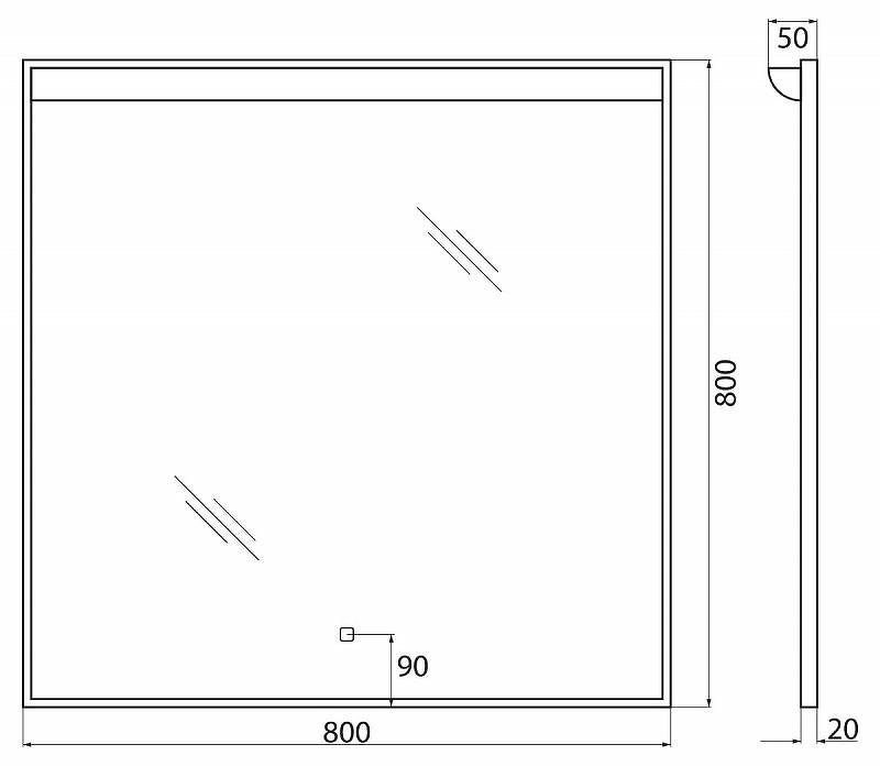 Зеркало BelBagno SPC-UNO-800-800-TCH 80 см, с подсветкой и сенсорным выключателем