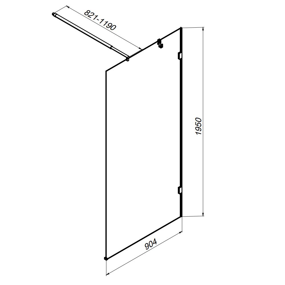 перегородка душевая160х70AM.PM X-Joy W94WI-90-F1-BTE стекло прозрачное,профиль черный