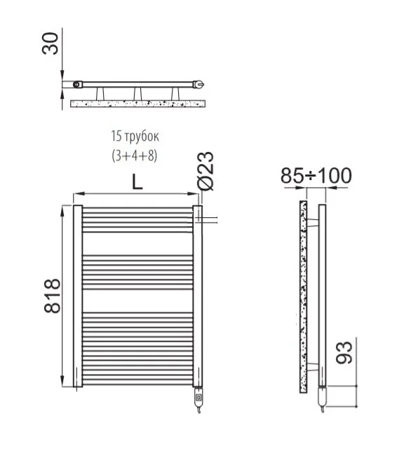 Полотенцесушитель электрический Irsap Ares EIS058K01IR01NNN белый