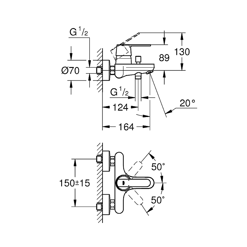 Смеситель для ванны Grohe Get 32887000 хром