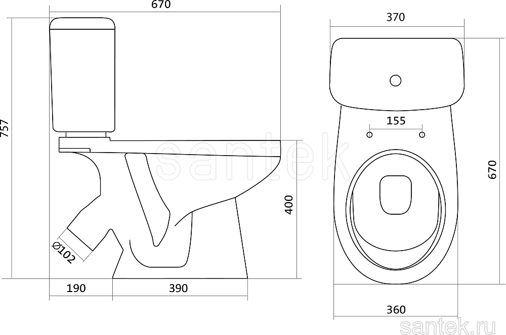 Унитаз-компакт Santek Бореаль 1WH110005 с крышкой-сиденьем стандарт