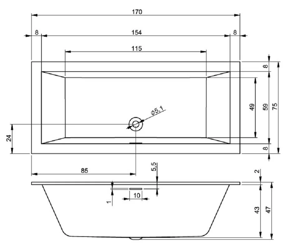 Акриловая ванна Riho Rething Cubic B105013105 белый