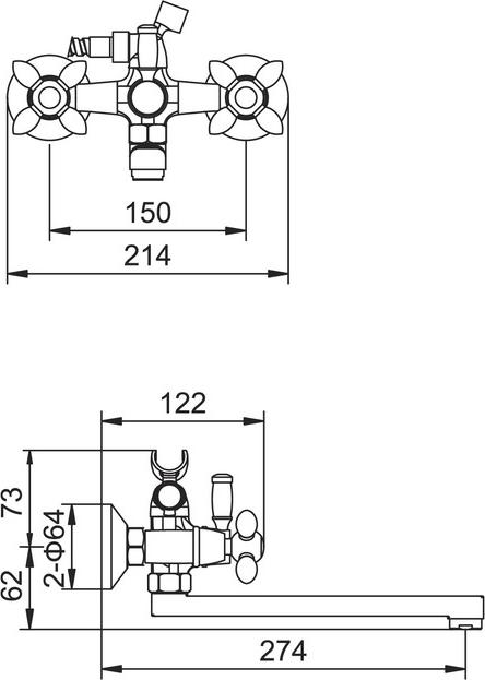 Смеситель для ванны Accoona A6482K, зеленый/хром