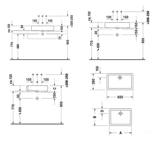 Раковина накладная Duravit Vero 455600000 белый