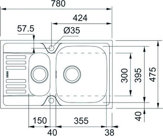 Кухонная мойка 78 см Franke Euroform EFN 651-78 101.0035.407, нержавеющая сталь