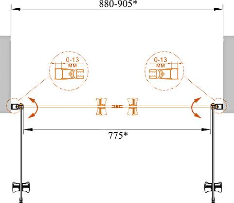 Душевая дверь в нишу Cezares ECO-O-B-2-90-P-Cr стекло punto