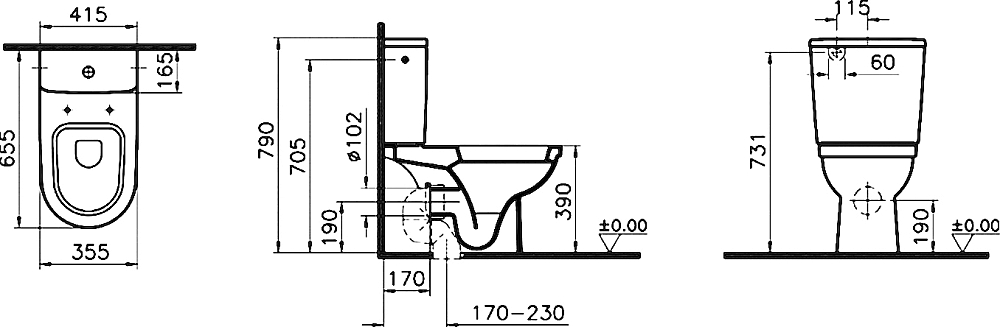 Унитаз-компакт VitrA Form 300 9729B003-7200 сиденье с микролифтом