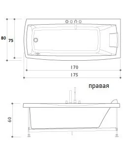 Акриловая ванна Jacuzzi Rivela 9450-058A Sx/Dx белый