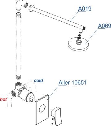 Встраиваемый комплект для душа WasserKRAFT Aller А12669, хром