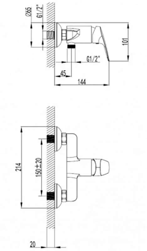 Смеситель для душа Zenta Плано Z3304 хром