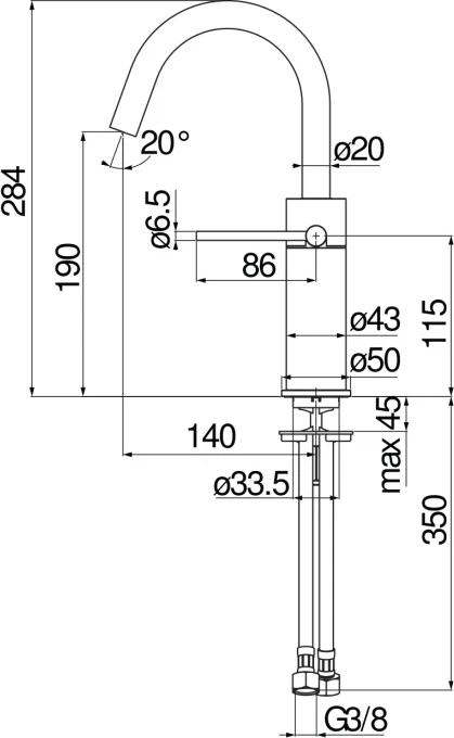 Смеситель для раковины Nobili Velis VE125138/3CR, хром