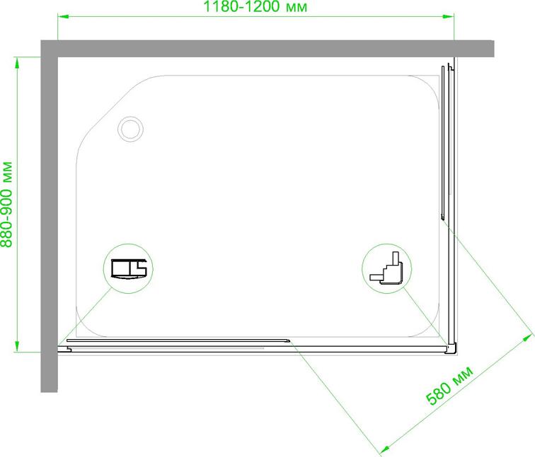 Душевой уголок Royal Bath 120x90 RB9120HPD-T-BL, профиль черный стекло прозрачное