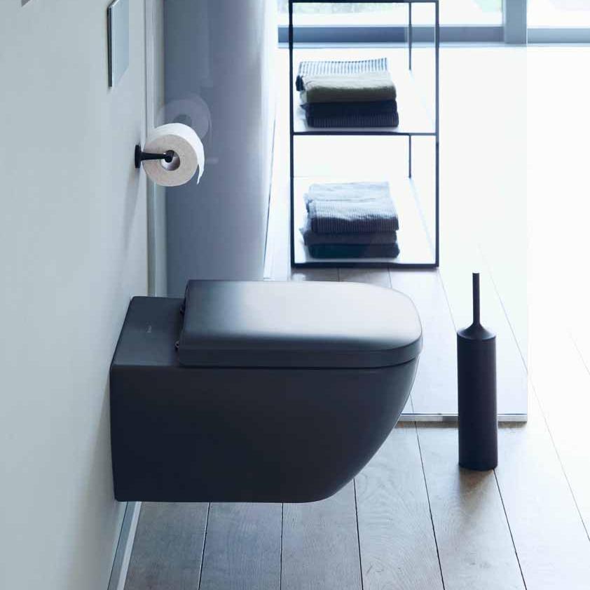 Подвесной унитаз Duravit Happy D.2 Rimless 2222098900 безободковый антрацит матовый