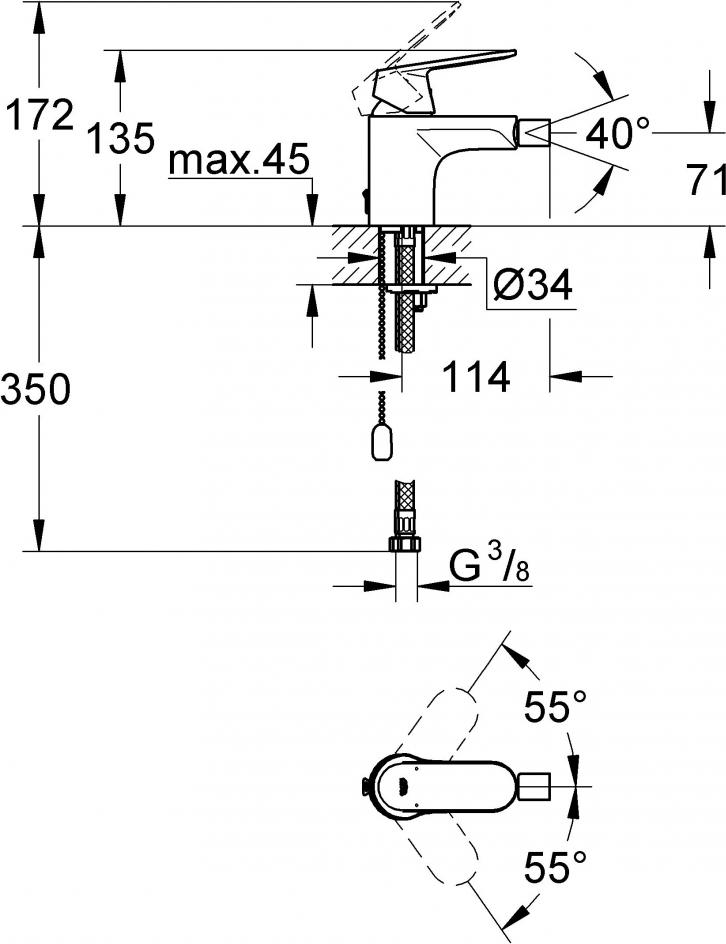 Смеситель Grohe Eurosmart Cosmopolitan 32840000 для биде