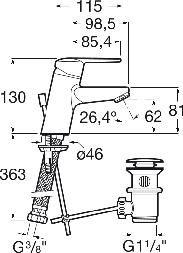 Смеситель для раковины Roca Victoria 5A3E25C0M