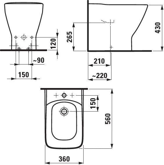 Напольное биде Laufen Palace 8.3270.1.000.302.1