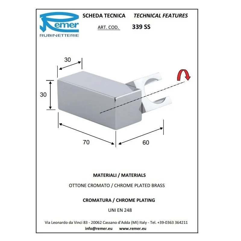 Держатель душа Remer 339SS хром