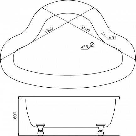 Акриловая ванна BelBagno 150х150 BB07