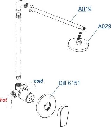 Встраиваемый комплект для душа WasserKRAFT Dill A12629, хром