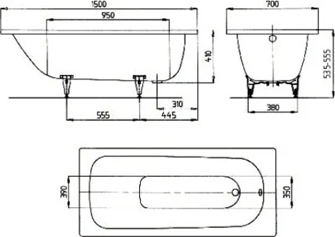 Стальная ванна Kaldewei Advantage 150x70 mod. 361-1 111600010001