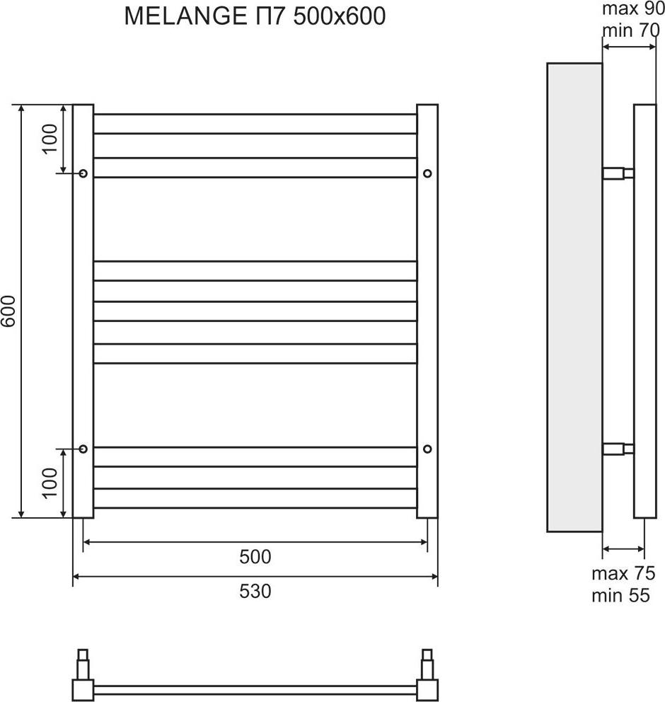 Полотенцесушитель водяной 50x60 см Lemark Melange LM49607 П7, хром