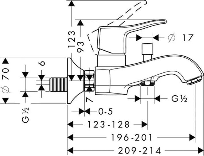 Смеситель для ванны Hansgrohe Metris Classic 31478820, никель