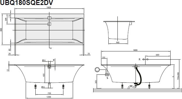 Акриловая ванна Villeroy & Boch Squaro Edge 12 180х80 UBQ180SQE2DV-01