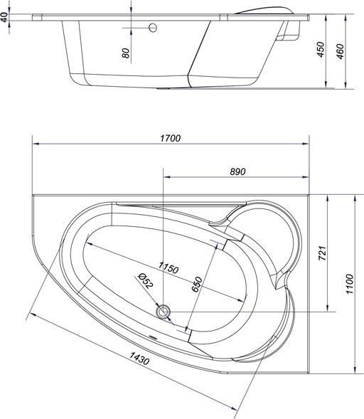 Акриловая ванна Cersanit Kaliope 170х110 P-WA-Kaliope*170-LN левая