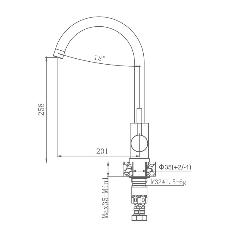 Смеситель для кухни Haiba HB71304-3 сталь